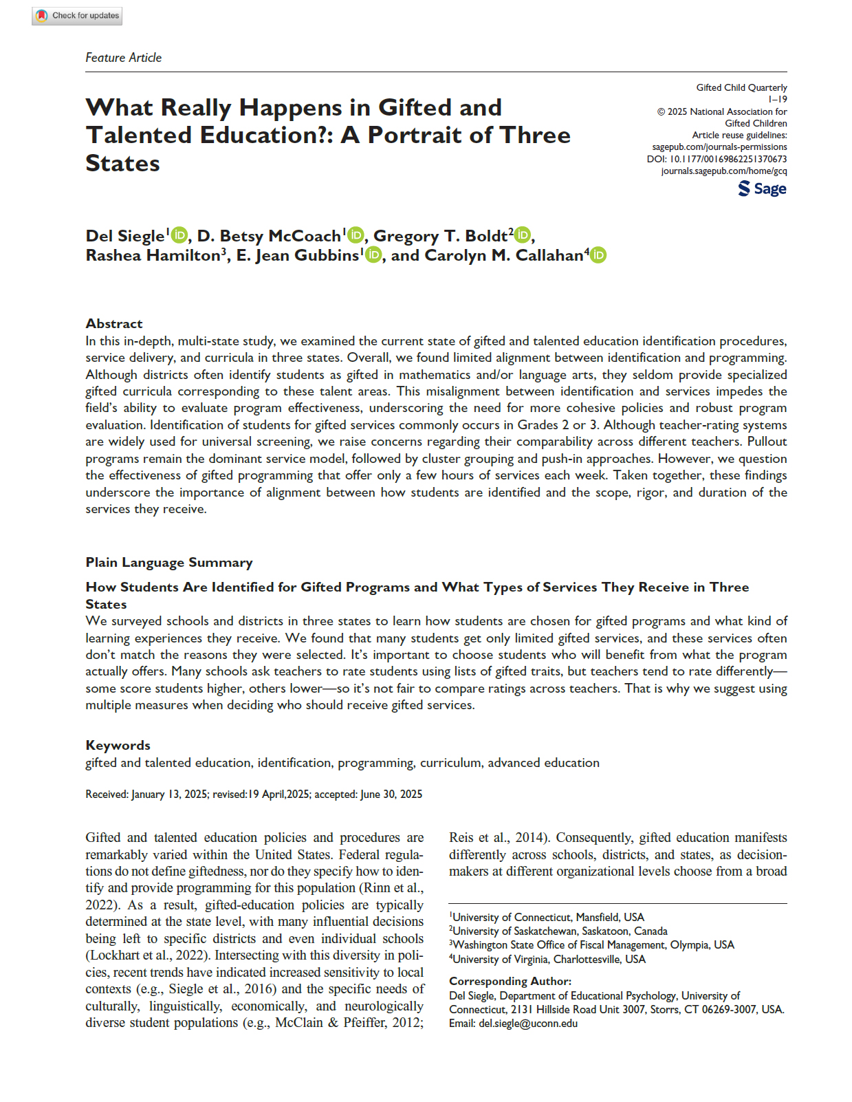 Graphic of first page of GCQ article