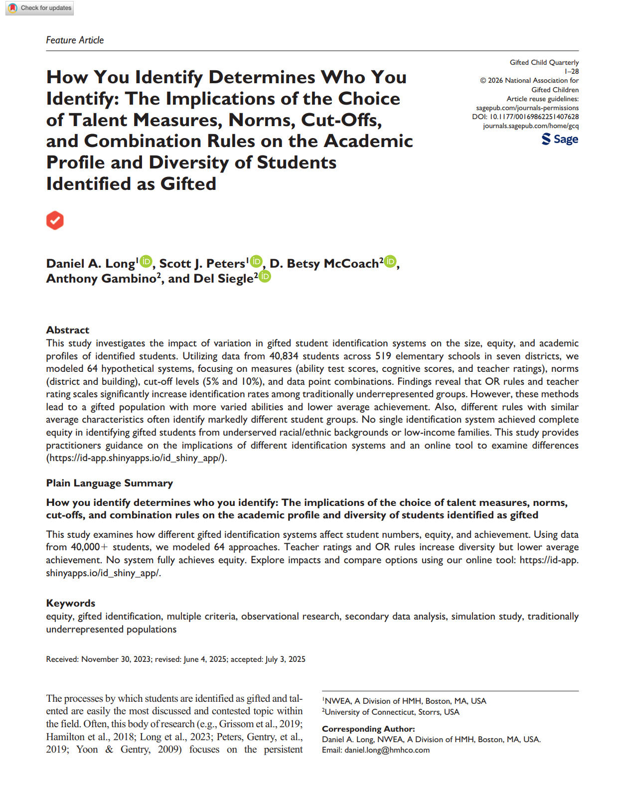 Graphic of front page of journal article